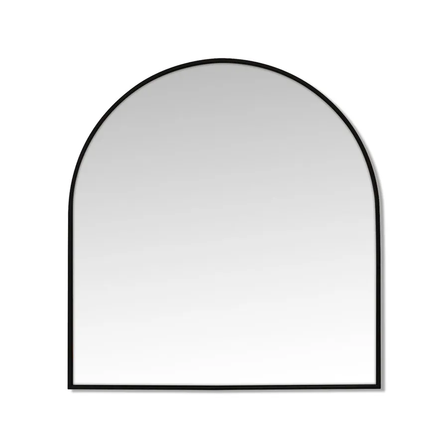 Black Arched Metal Frame Bathroom Mirror - 80cm x 76cm