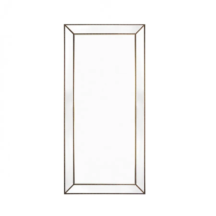 Zanthia Floor Mirror Antique Gold Beaded Frame 90cm x 200cm