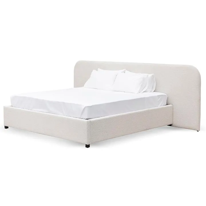 Greta King Bed Frame - Snow Boucle with Storage - Last One by Interior Secrets - AfterPay Available
