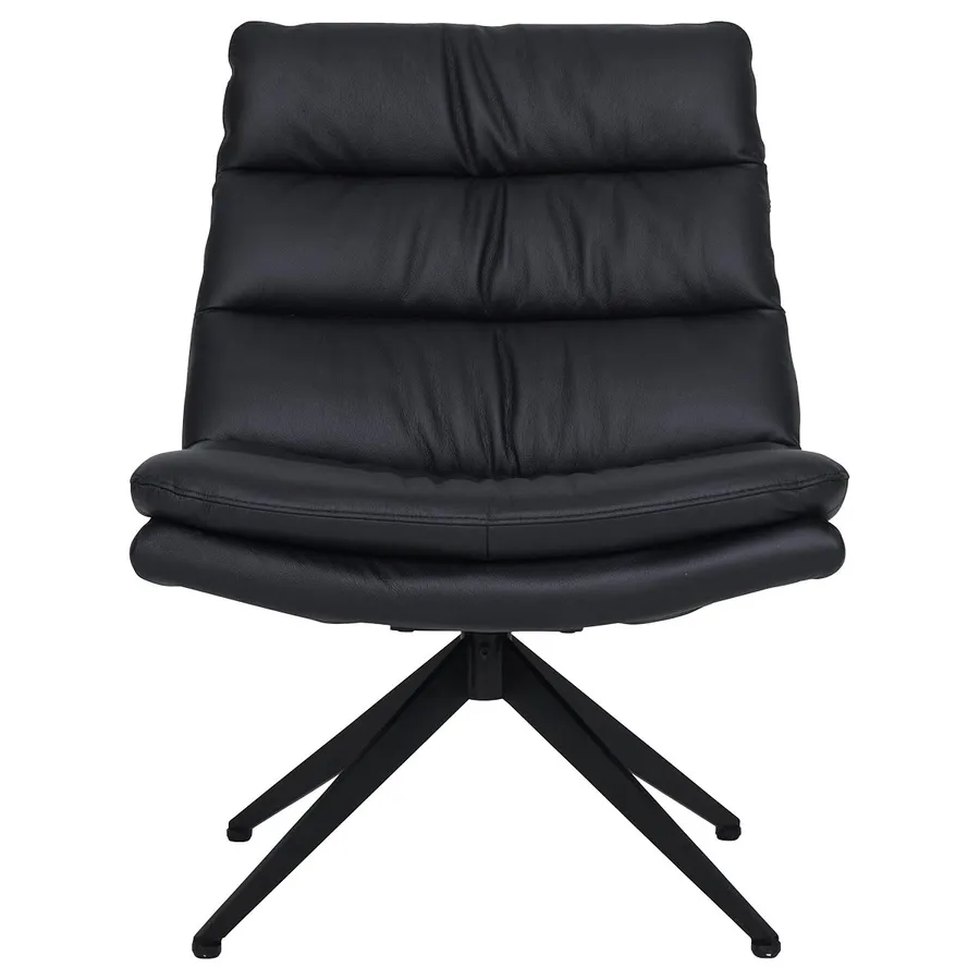 Victoria Swivel Chair in Leather Black