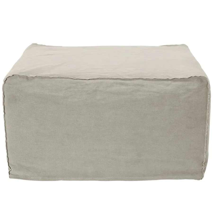 Como Linen Square Ottoman Cover Oatmeal - 70cm x 70cm