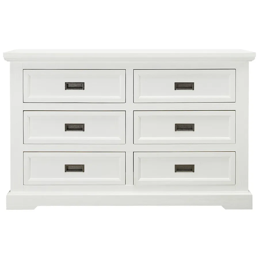 Aspen Dresser Brushed White - 6 Drawer