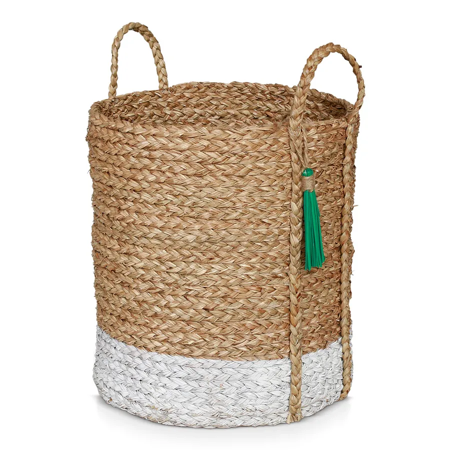 Vinh Basket White & Natural Round 37cm x 40Hcm