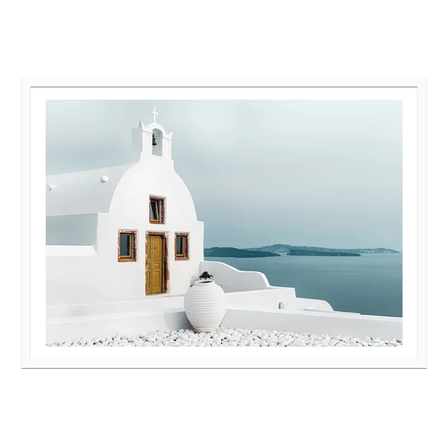 Santorini Lookout Framed Print  - 100cm x 80cm
