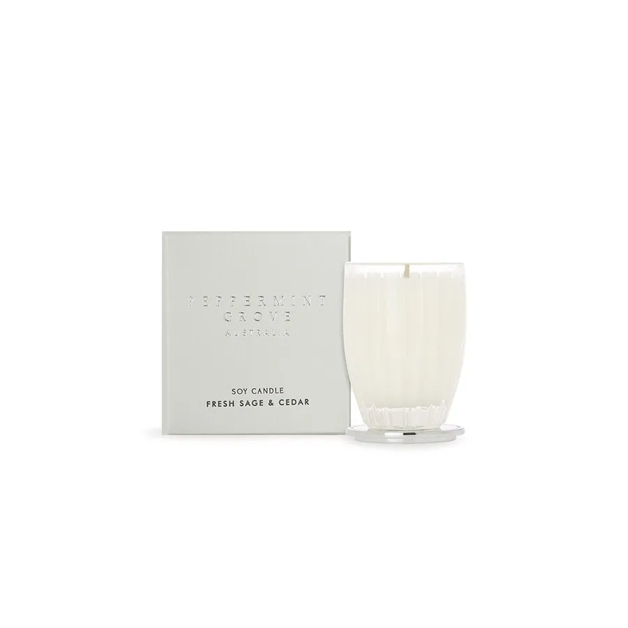 Peppermint Grove Fresh Sage & Cedar Small Soy Candles - 60g