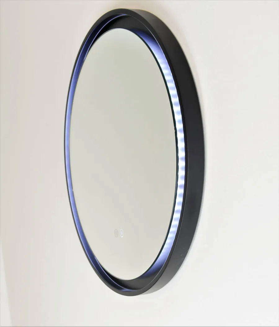 Eclipse Flex Dimmable Frontlit Mirror with Black Frame - 60cm / 80cm 600mm / 60cm Diameter