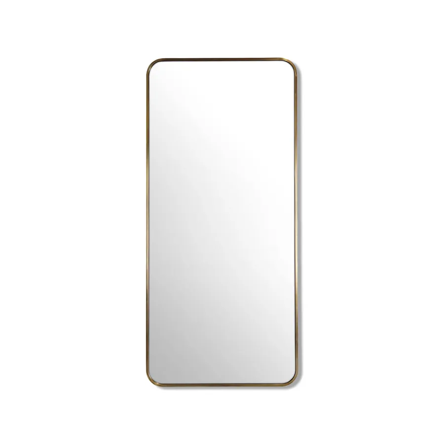 Round Corner Gold Brass Metal Frame Bathroom Mirror • 100cm x 56cm 1000mm X 560mm