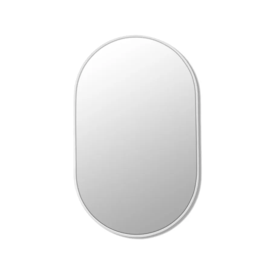 White Pill Shape Metal Framed Bathroom Mirror • 2 Sizes: 70x50cm / 90x56cm 700mm X 500mm