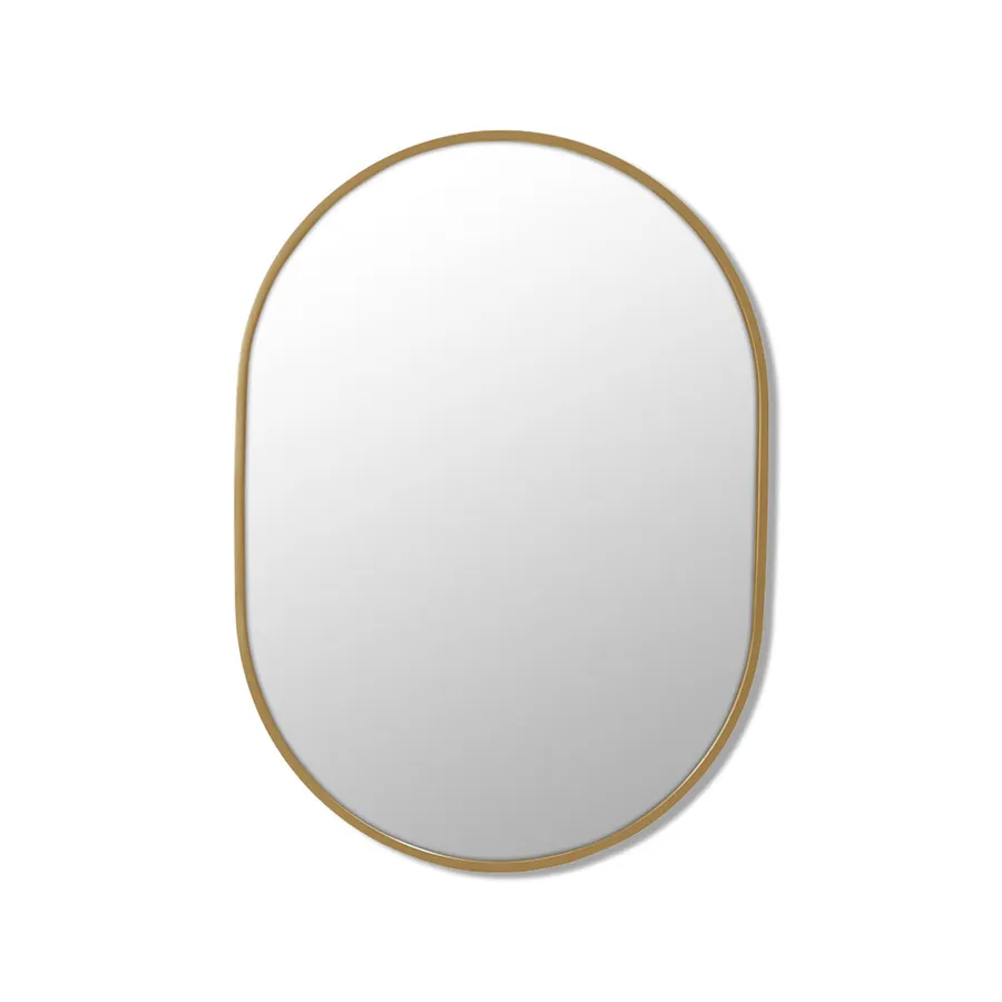 Pill Shape Satin Brass Metal Framed Bathroom Mirror - 2 Sizes: 70x50cm / 90x56cm 700mm X 500mm