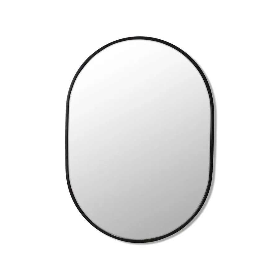 Pill Shape Black Metal Frame Bathroom Mirror - 2 Sizes: 70x50cm / 90x56cm 700mm X 500mm