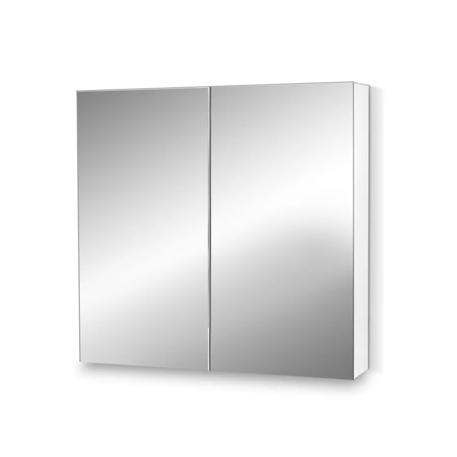 2 Door Mirrored Cabinet White 75cm x 72cm