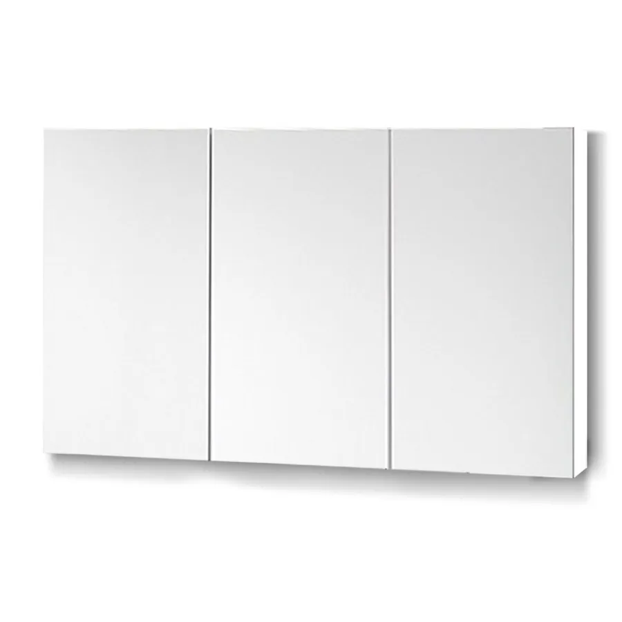 3 Door Mirrored Cabinet - White 120cm x 72cm