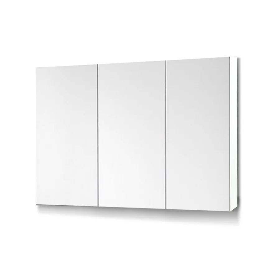 3 Door Mirrored Cabinet - White 90cm x 72cm