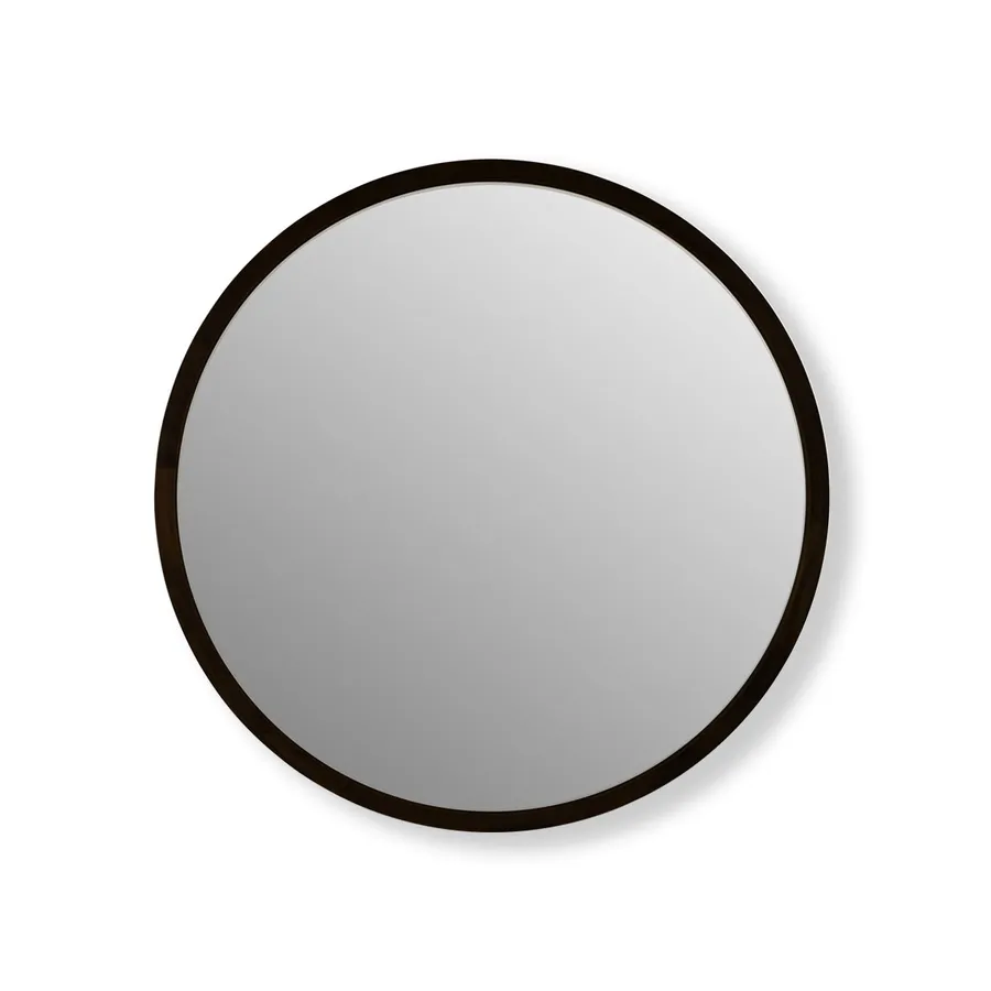 Davao Black Round Wood Frame Mirror (60cm / 80cm / 95cm) 60cm Diameter