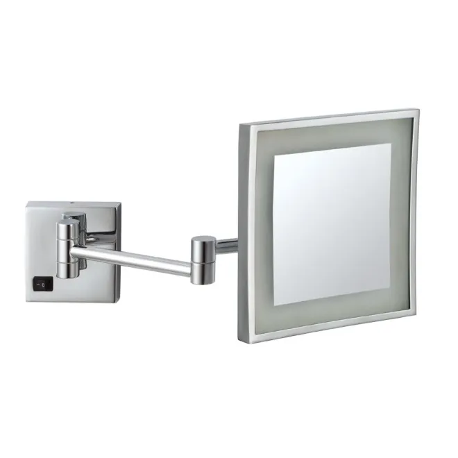 Square Wall Mounted Shaving/Make Up Mirror LED Light 3x Magnification 20cm Hard Wired