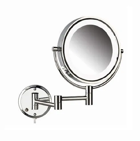 Wall Mounted Round Shaving/Make Up Mirror LED Light 8x Magnification 20cm Plug In