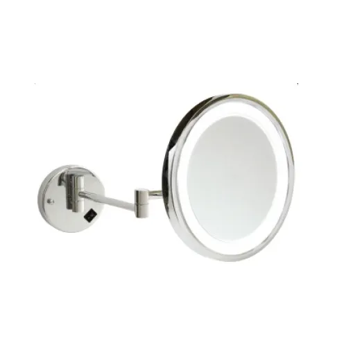 Wall Mounted LED Round Shaving/Make Up Mirror 5x Magnification 25cm Hard Wired