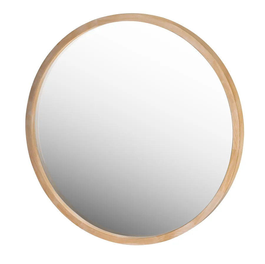 Manila Light Wood Round Mirror 60cm, 80cm or 95cm 60cm Diameter