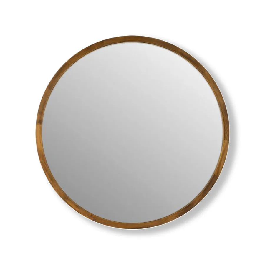Cebu Dark Wood Round Mirror 80cm or 95cm 80cm Diameter
