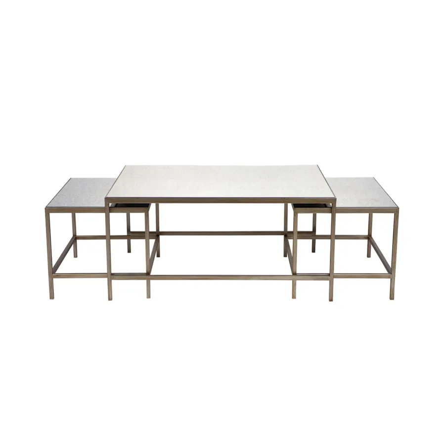 3 piece Gold Cocktail Coffee Table Set 46cm x 112cm