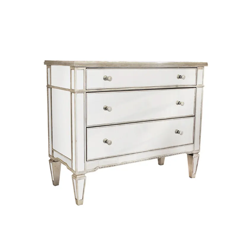 Antique Mirror 3 Drawer Dresser 108cm x 48cm x 89cm