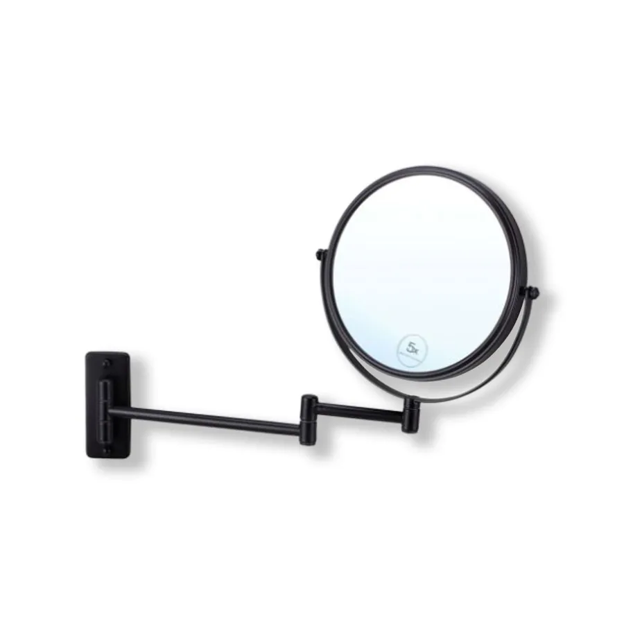 Shaving/Make Up Mirror 5x Magnification Matt Black 20cm