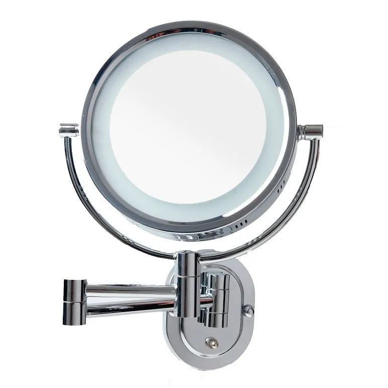Wall Mounted Round Shaving/Make Up Mirror with Light 5x Magnification 20cm