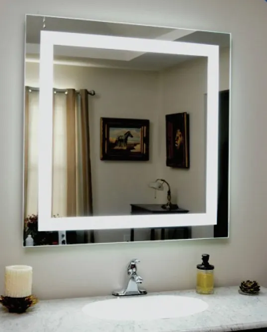 Backlit Square Bathroom Mirror with LED Border 75cm - (Cool Light) or (Warm Light) W762 x H762 Warm Light