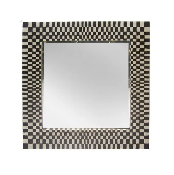 Michelle Handcrafted Square Wall Mirror in Black 100cm