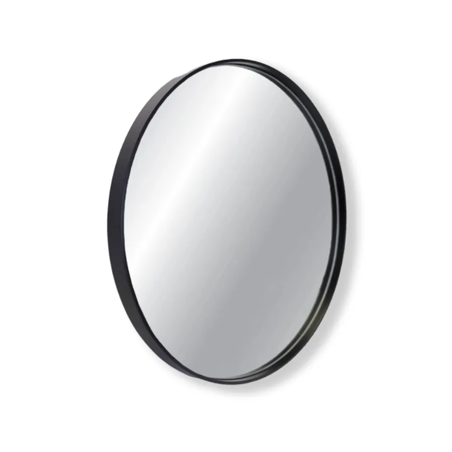 Luxe Barcelona Black Round Bathroom Mirror - 800mm
