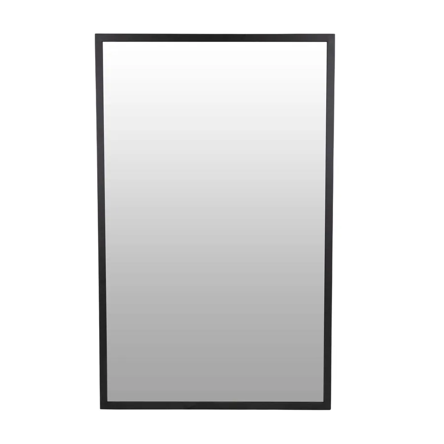 Luxe Rotterdam Black Metal Frame Bathroom Mirror - 50cm x 80cm
