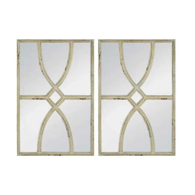 Sebi Carved Antique White Wall Mirrors (Set of 2) - 40cm x 60cm