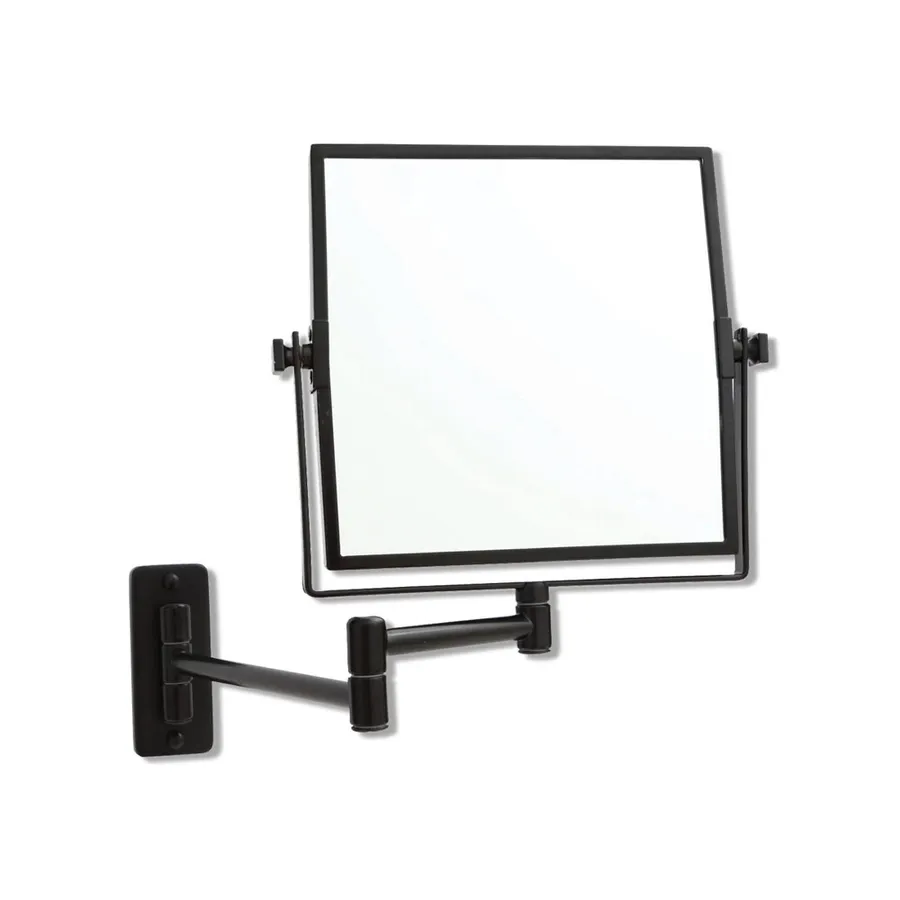 Square 1x & 5x Magnification Mirror Matt Black (20cm x 20cm)