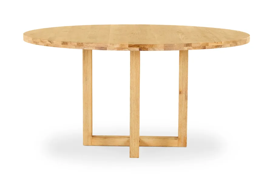 Bronte Round Brushed 150cm Coastal Dining Table, Solid American Oak, by Lounge Lovers
