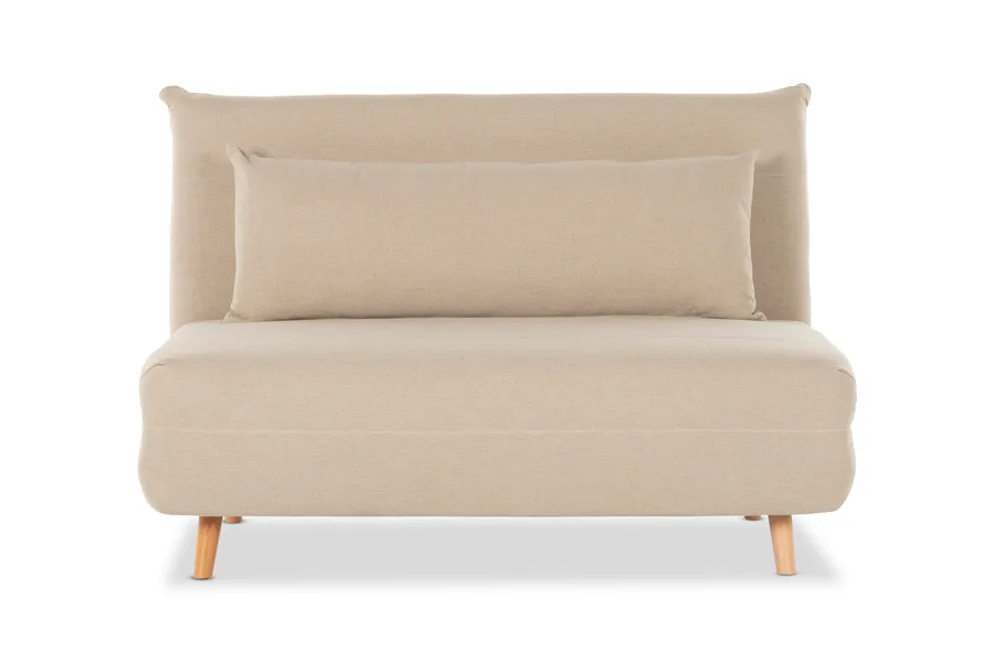 Bishop Modern 2 Seat Sofa Bed, Beige Fabric, by Lounge Lovers