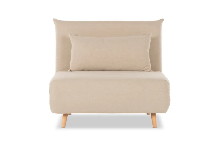 Bishop Modern Armchair Sofa Bed, Beige Fabric, by Lounge Lovers