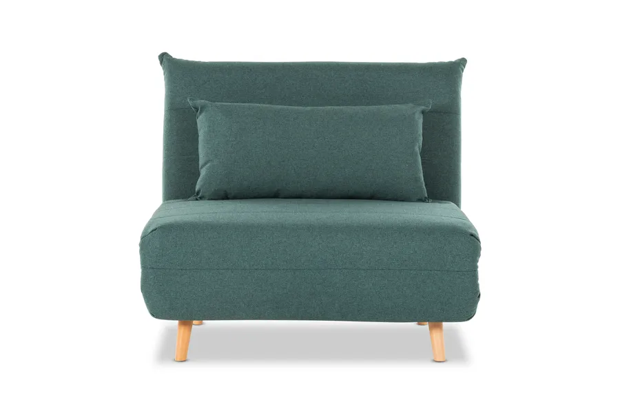 Bishop Modern Armchair Sofa Bed, Green Fabric, by Lounge Lovers