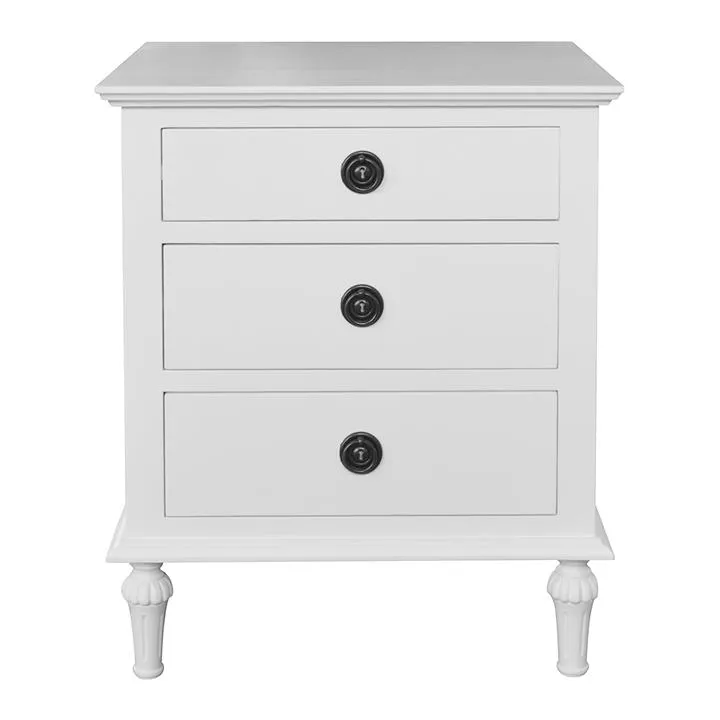 Emmerson Birch Timber Bedside Table, Matt White