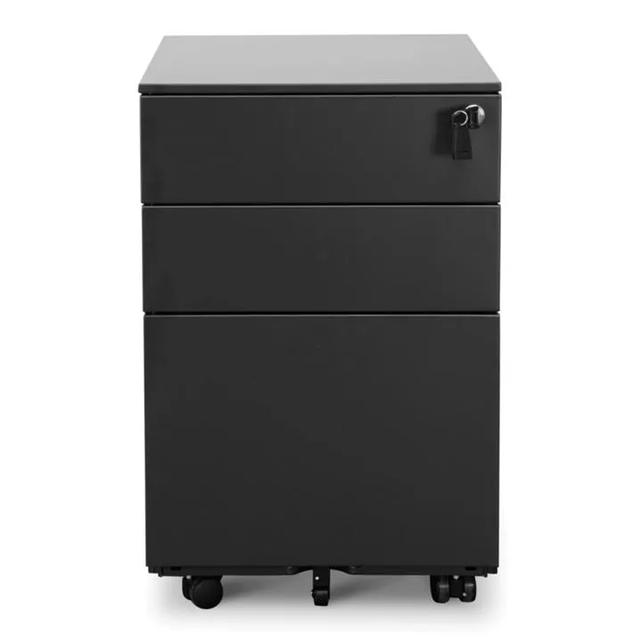 Desio 3 Drawer Moblie Pedestal File Cabinet, Black