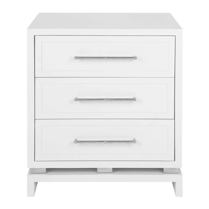 Pearl 3 Drawer Bedside Table, White