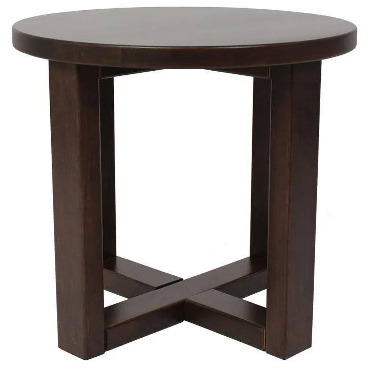 Chunk Commercial Grade Timber Round Side Table, Walnut
