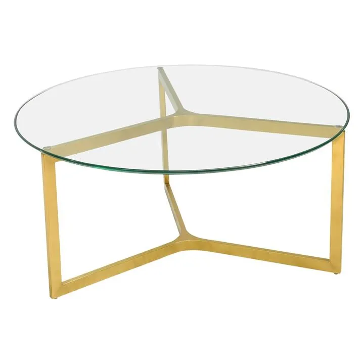 Satra Glass & Stainless Steel Round Coffee Table, 85cm