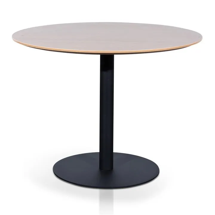 Rozzano Round Office Meeting Table, 100cm, Natural / Black