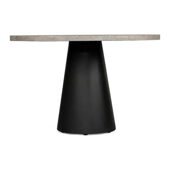 Avalon Engineered Stone & Iron Round Dining Table, 120cm, Speckled Grey / Black