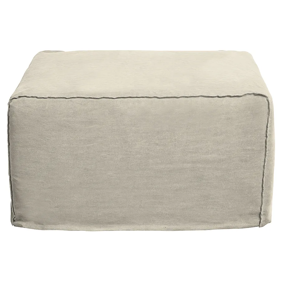 Como Linen Square Ottoman Cover Oatmeal - 100cm x 100cm