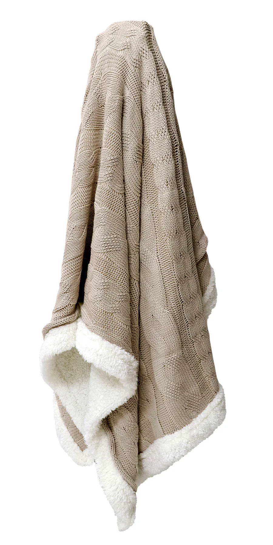 Sherpa Fur Knitted Throw Pebble - 170cm x 130cm