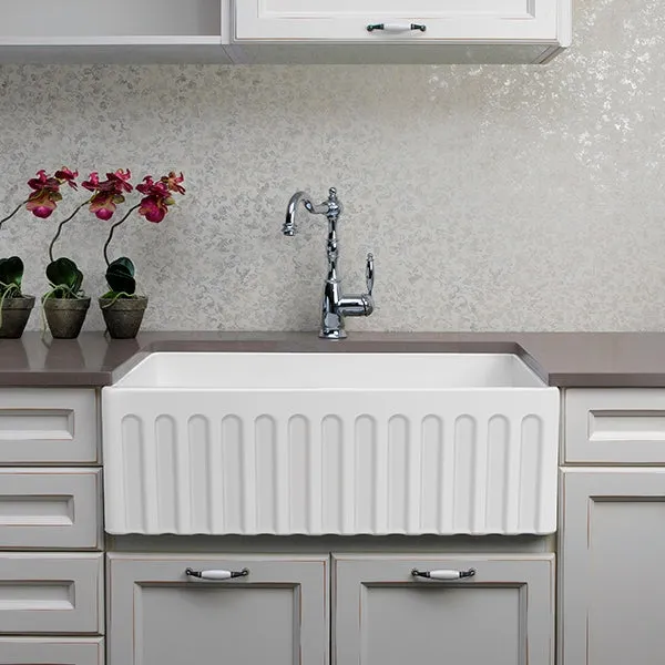 Turner Hastings Novi 75 x 46 Fireclay Single Butler Sink, Universal Flat or Ribbed