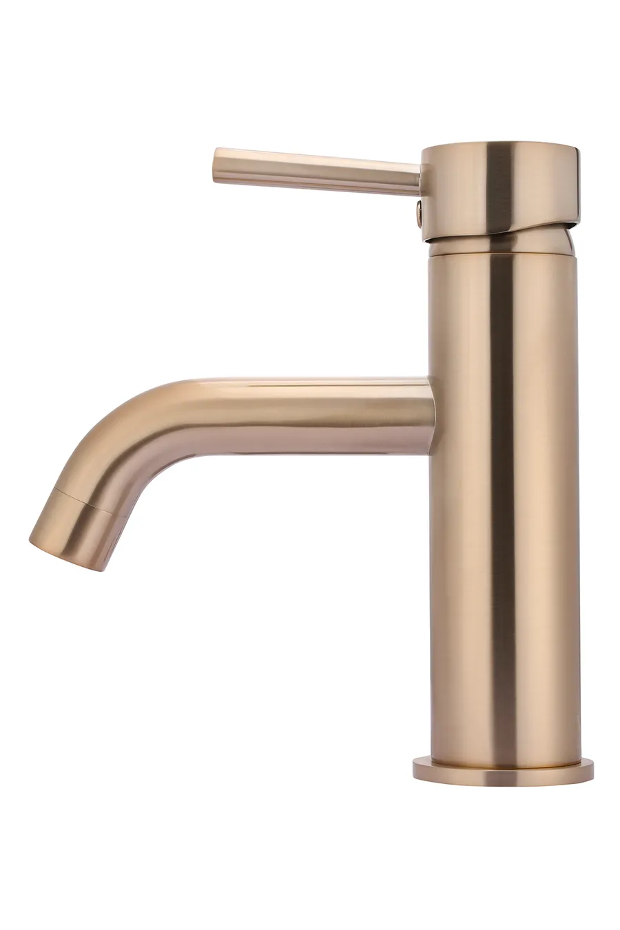 Meir | CHAMPAGNE ROUND BASIN MIXER CURVED