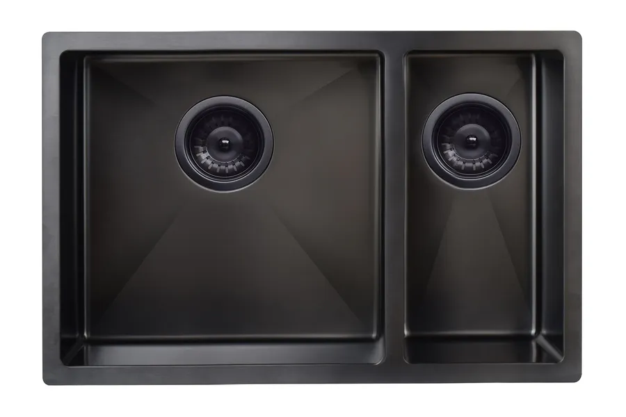 Meir | Lavello GUNMETAL BLACK KITCHEN SINK - ONE AND HALF BOWL 670 X 440 by Meir