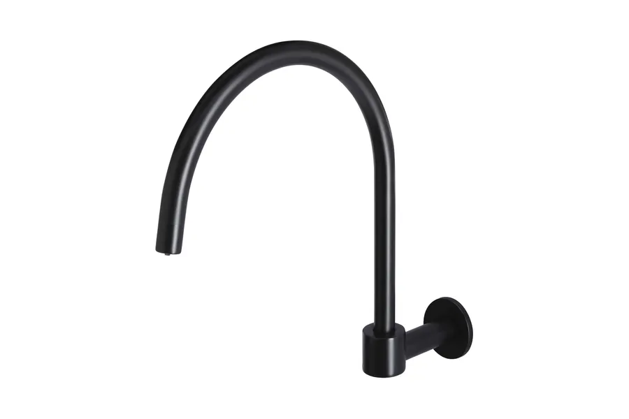 Meir | MATTE BLACK ROUND HIGH-RISE SWIVEL WALL SPOUT